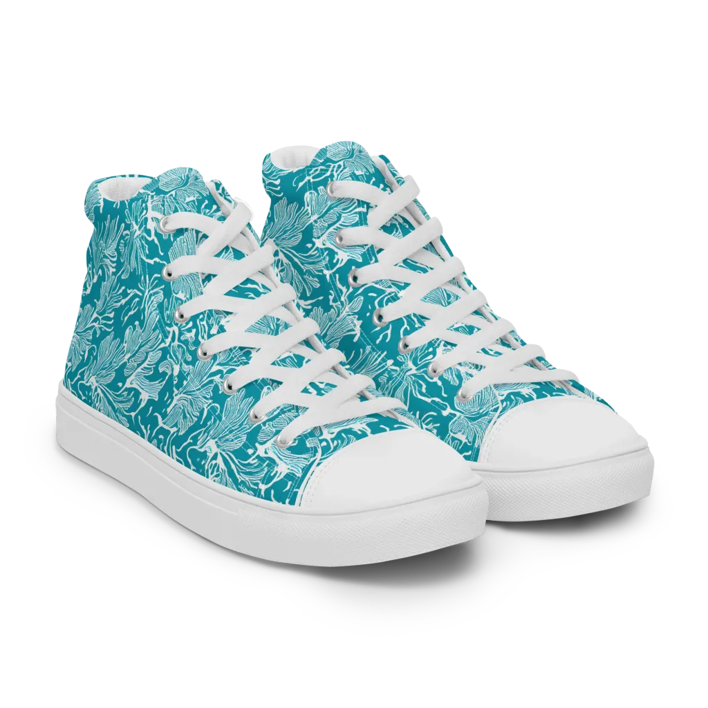 Tidal Botanica on Women's High Top Canvas Shoes — Right Front