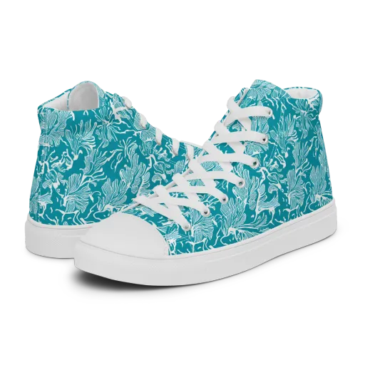 Tidal Botanica on a Women's High Top Canvas Shoes