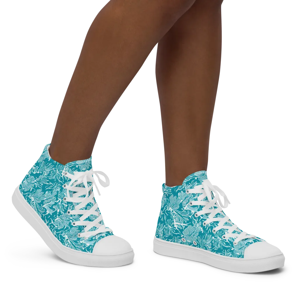 Tidal Botanica on Women's High Top Canvas Shoes — Right
