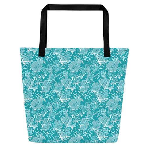 Tidal Botanica on a Large Tote Bag W/ Pocket