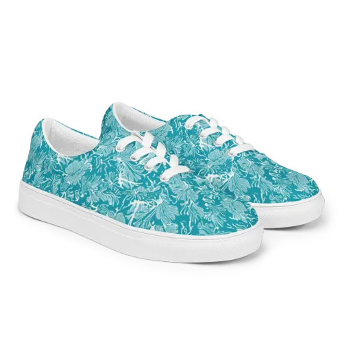 Tidal Botanica on a Men's Lace-Up Canvas Shoes