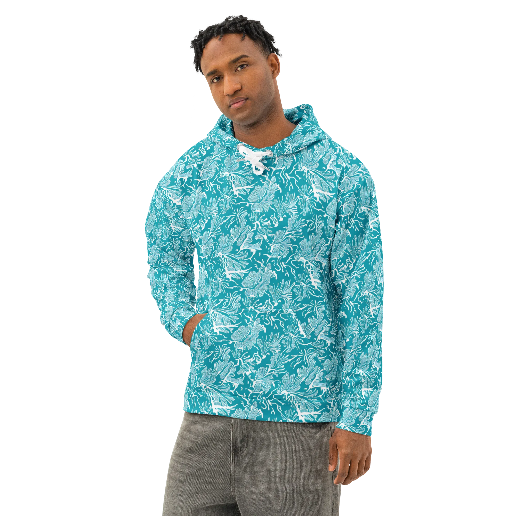 Tidal Botanica on Cotton Hoodie — Left Front