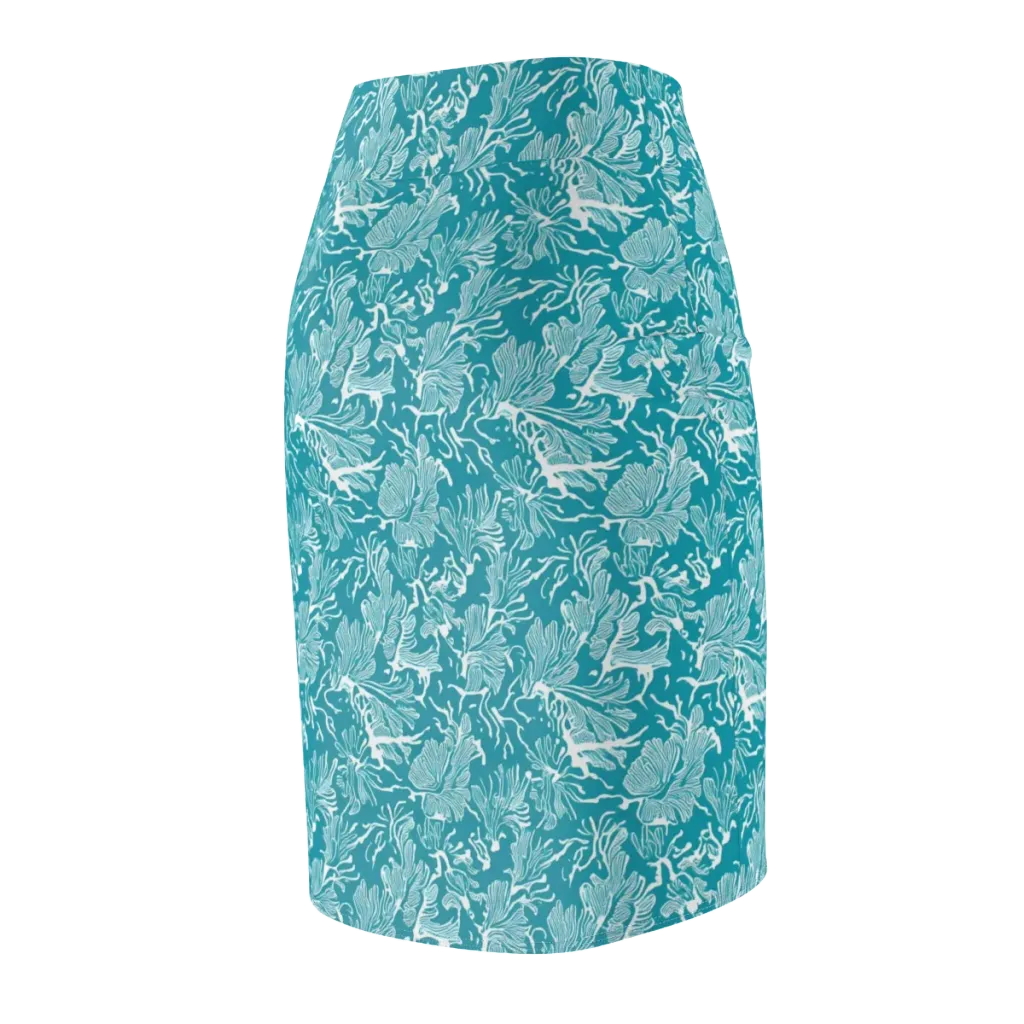 Tidal Botanica on Pencil Skirt — Back Side