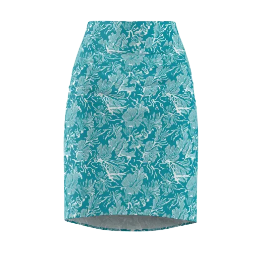 Tidal Botanica on a Pencil Skirt