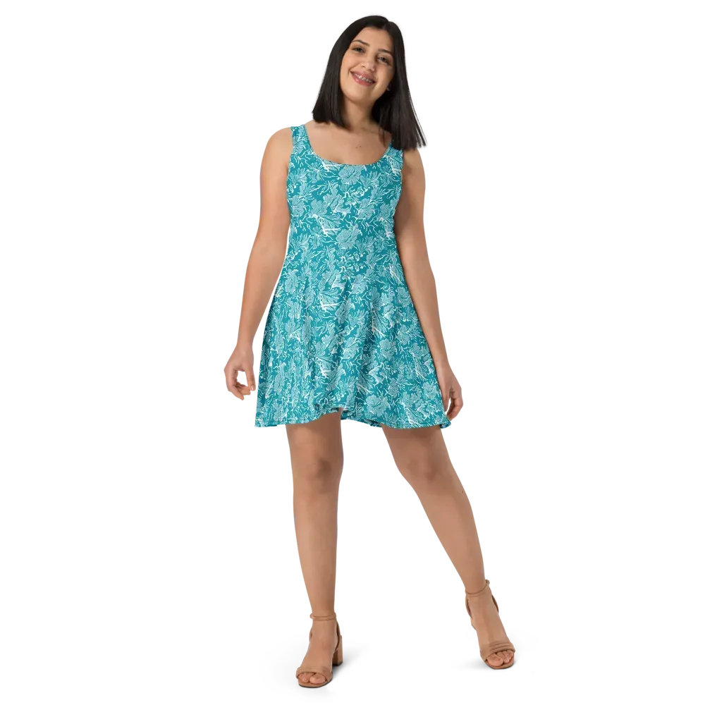 Tidal Botanica on Skater Dress — Front