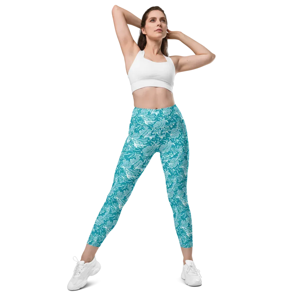 Tidal Botanica on Leggings with Pockets — Front