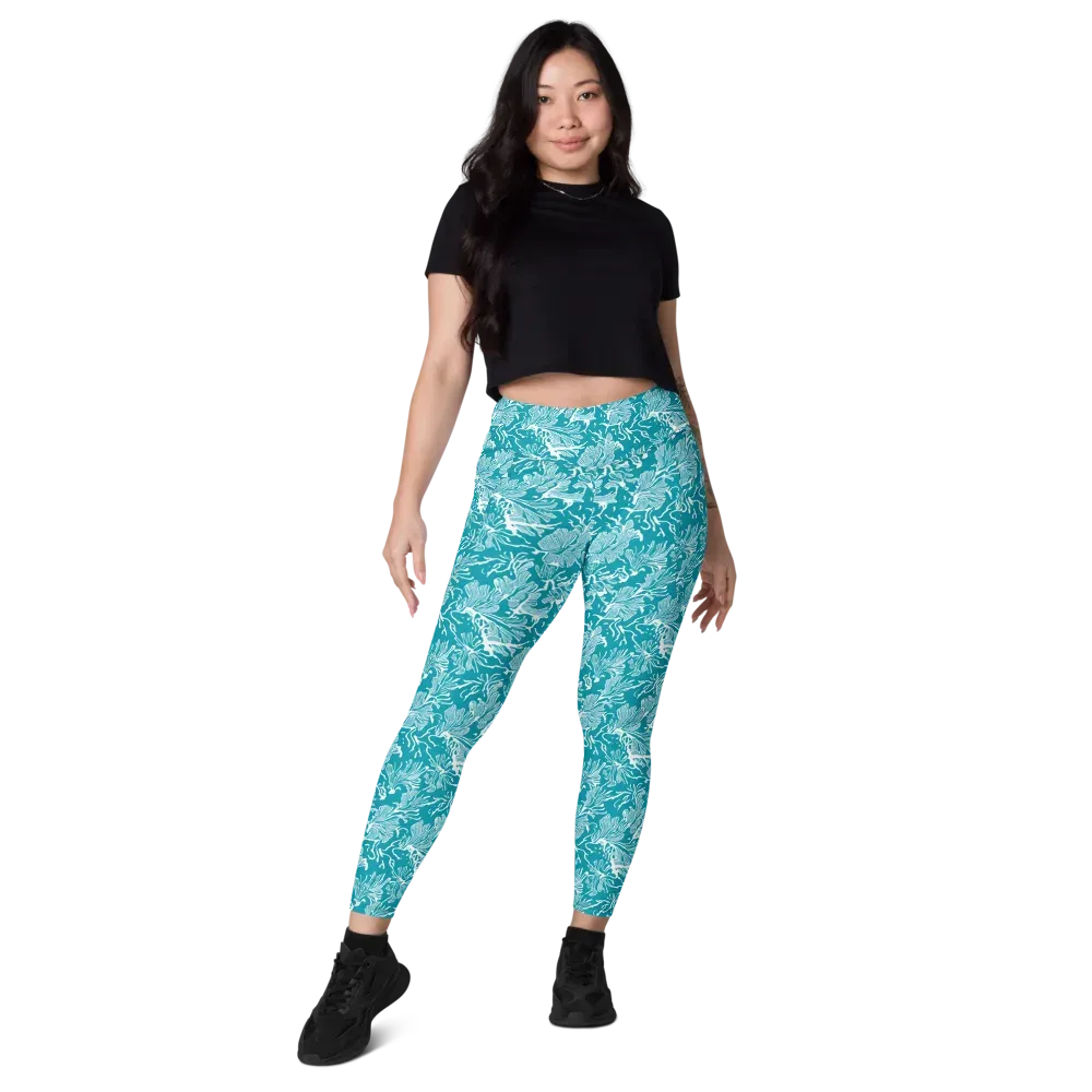 Tidal Botanica on Leggings with Pockets — Front