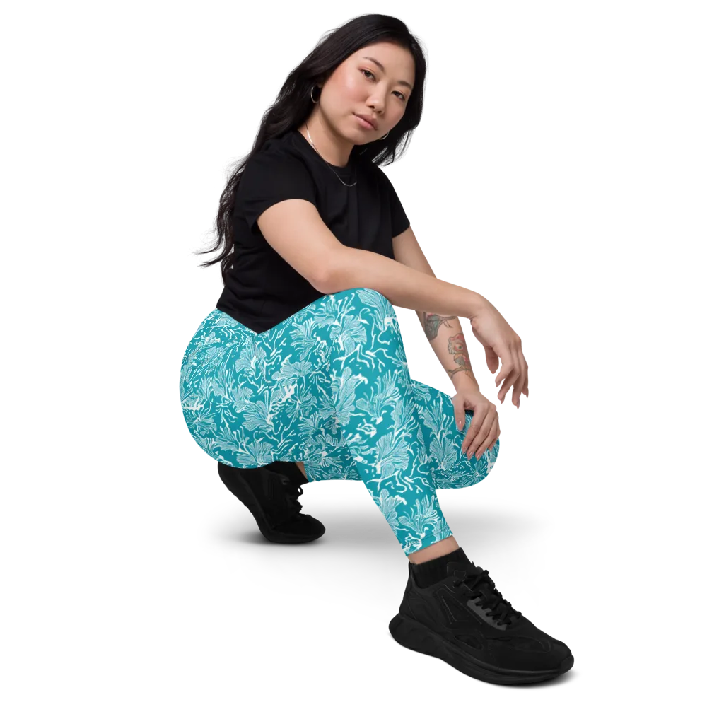 Tidal Botanica on Leggings with Pockets — Right Front