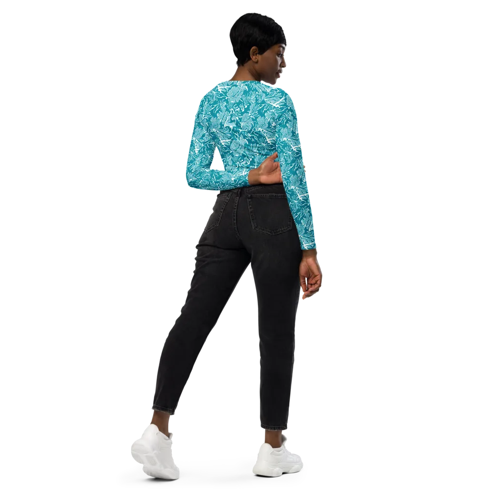 Tidal Botanica on Long Sleeve Crop Top — Right Back