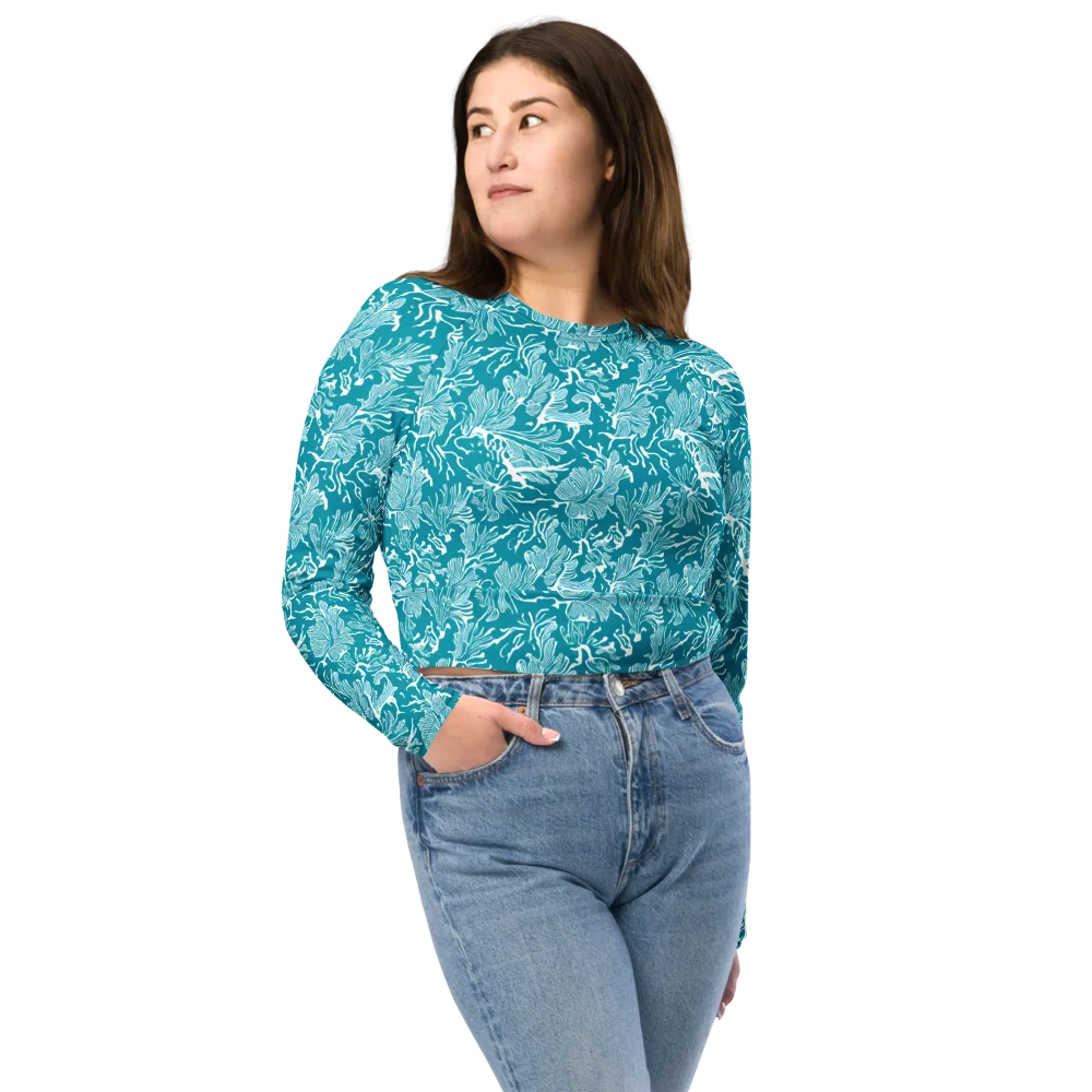Tidal Botanica on Long Sleeve Crop Top — Front