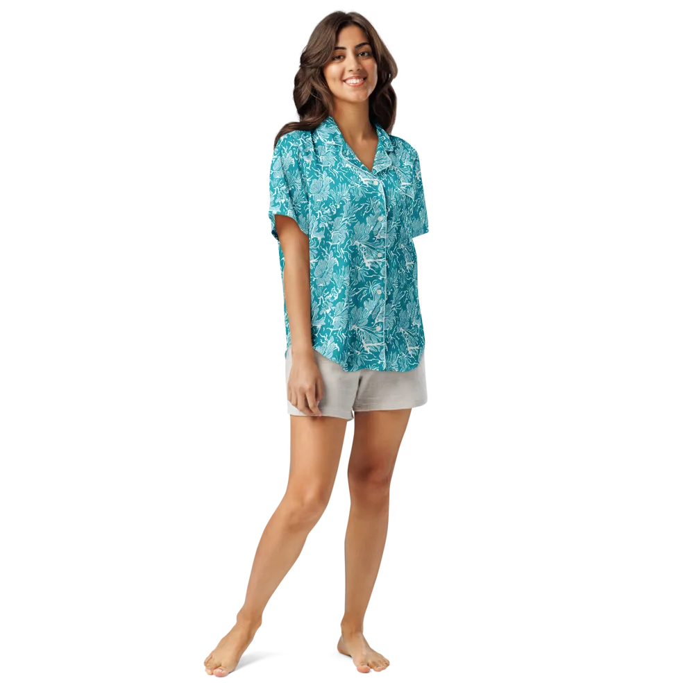 Tidal Botanica on Women's Short Sleeve Pajama Top — Front