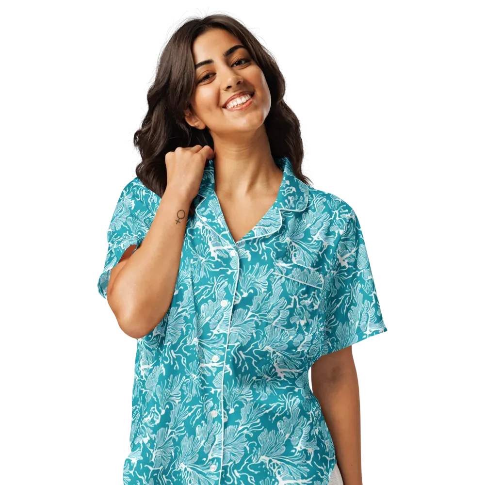 Tidal Botanica on Women's Short Sleeve Pajama Top — Front