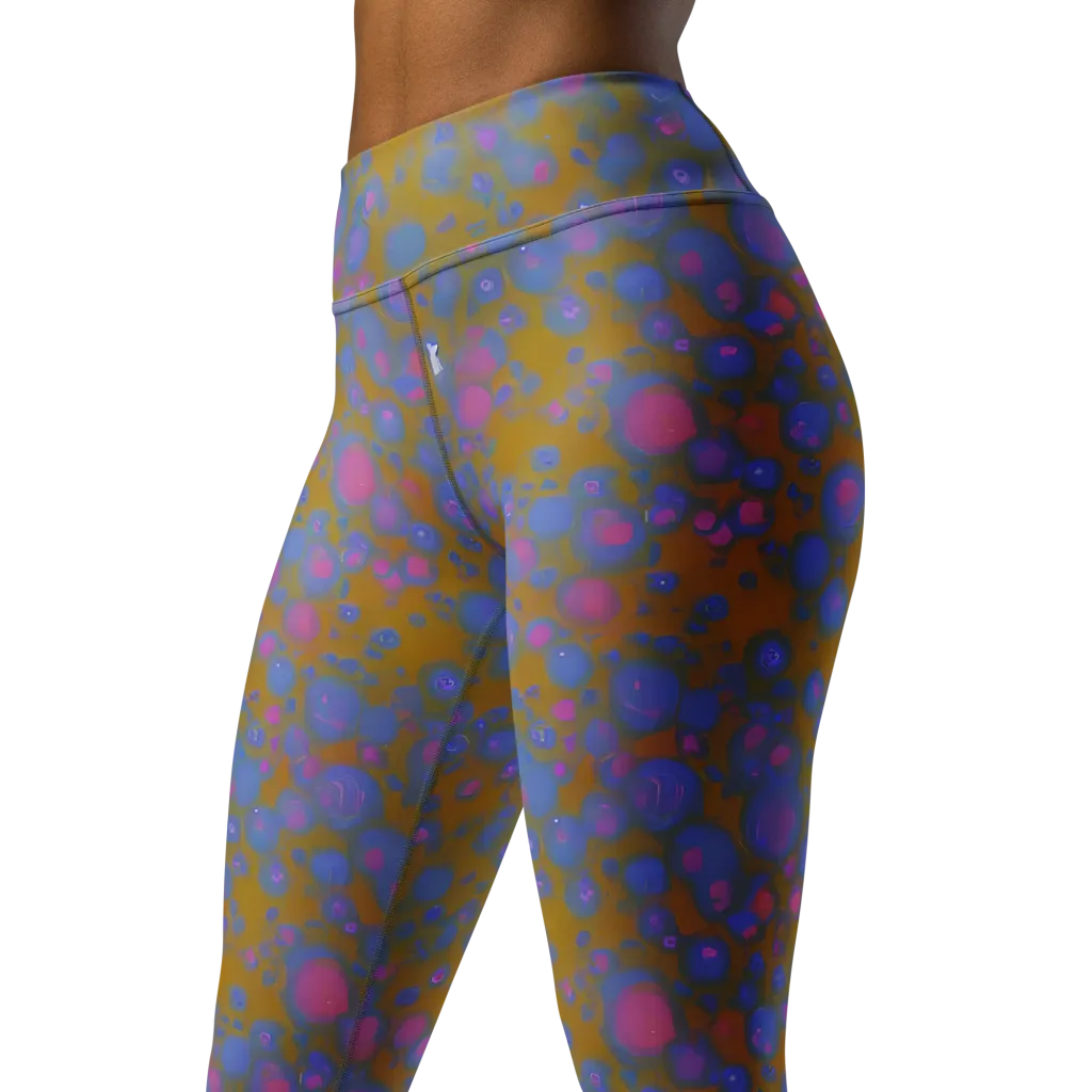 Ochre Nebula on Yoga Leggings — Left Front