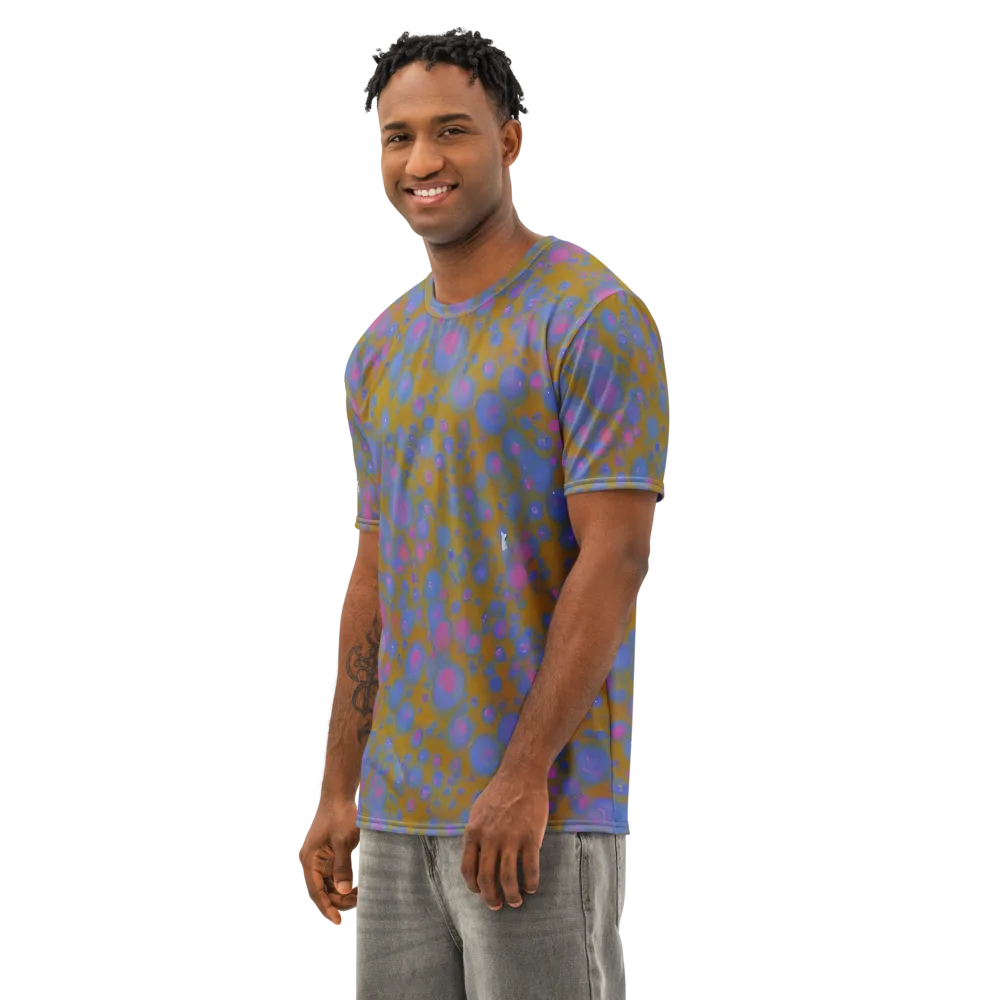 Ochre Nebula on Men's Cotton Crew Neck T-Shirt — Left Front