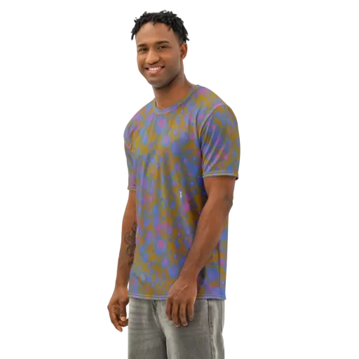 Ochre Nebula on a Men's Cotton Crew Neck T-Shirt