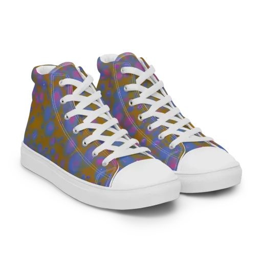 Ochre Nebula on a Men's High Top Canvas Shoes
