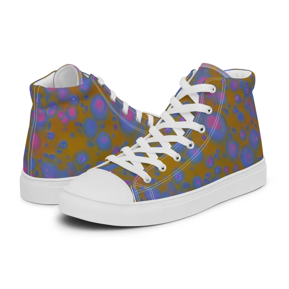 Ochre Nebula on Men's High Top Canvas Shoes — Left