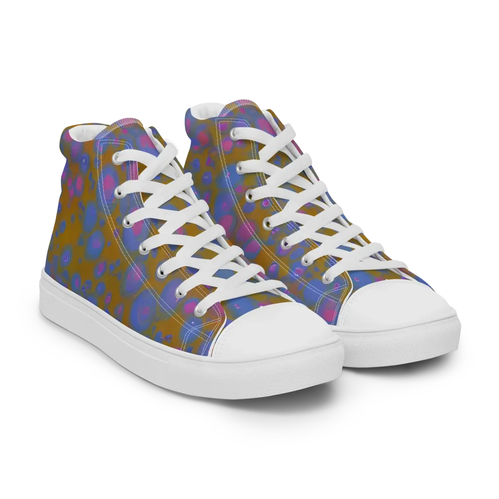 Ochre Nebula on Women's High Top Canvas Shoes — Right Front