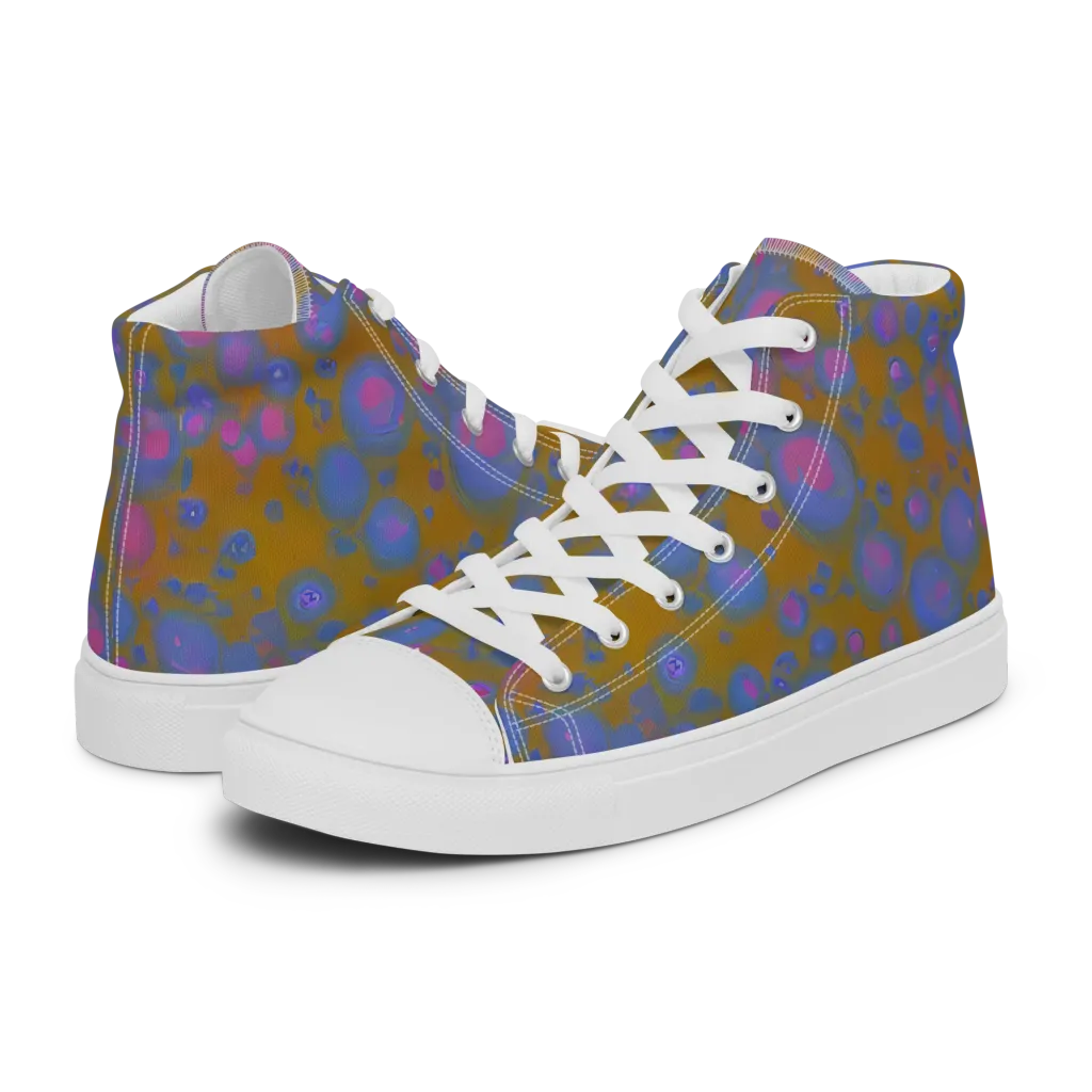 Ochre Nebula on Women's High Top Canvas Shoes — Left