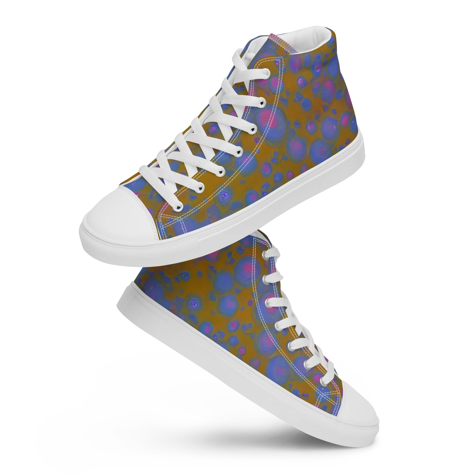Ochre Nebula on Women's High Top Canvas Shoes — Front