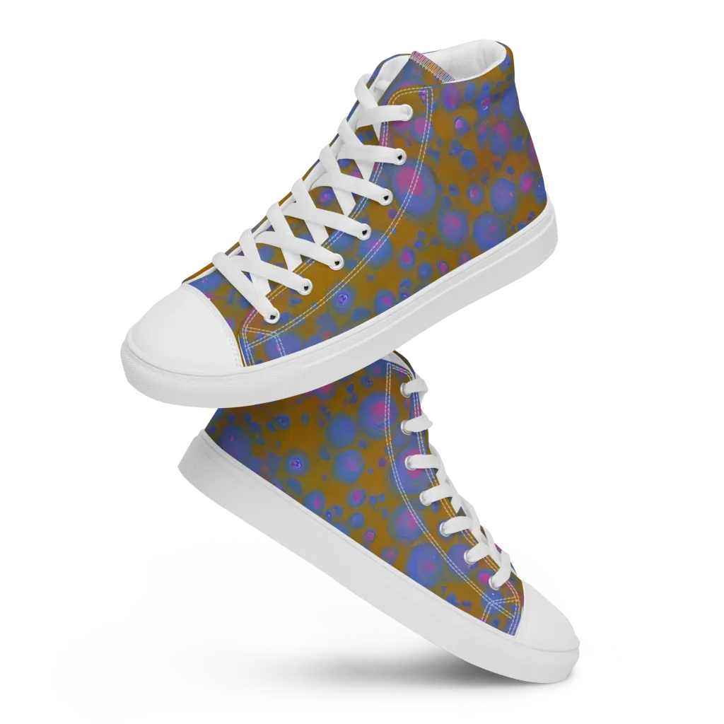 Ochre Nebula on Women's High Top Canvas Shoes — Front