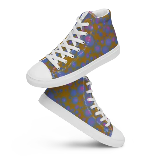 Ochre Nebula on a Women's High Top Canvas Shoes