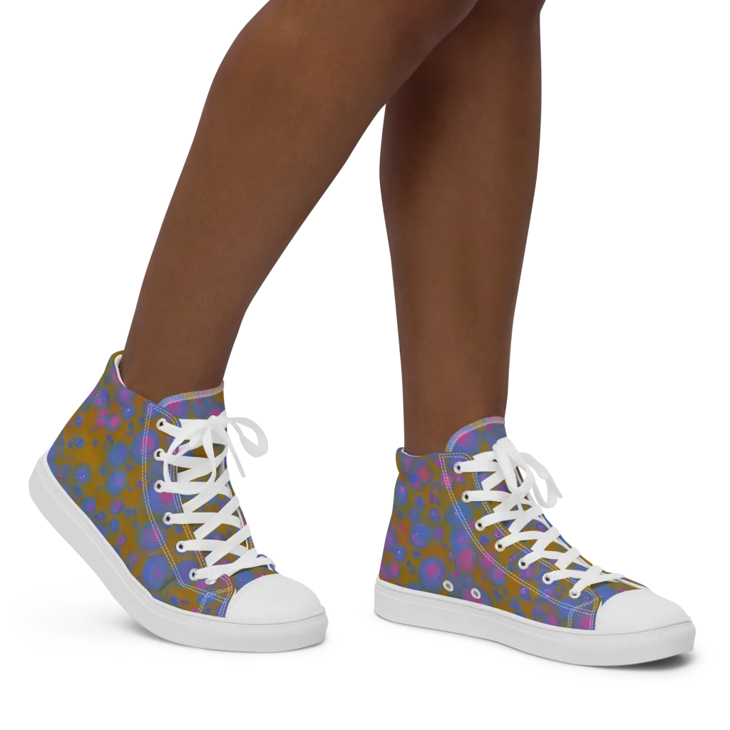 Ochre Nebula on Women's High Top Canvas Shoes — Right