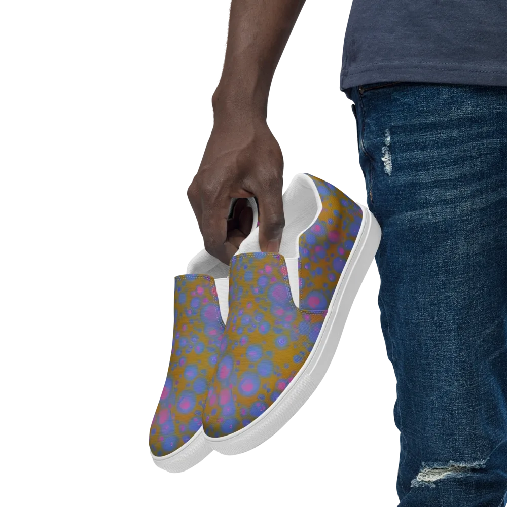 Ochre Nebula on Men's Slip-On Canvas Shoes — Left Front