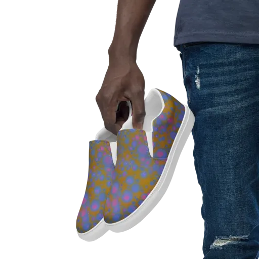 Ochre Nebula on a Men's Slip-On Canvas Shoes