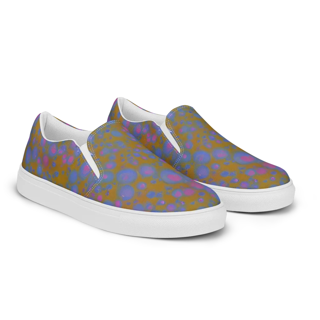 Ochre Nebula on Women's Slip-On Canvas Shoes — Right Front