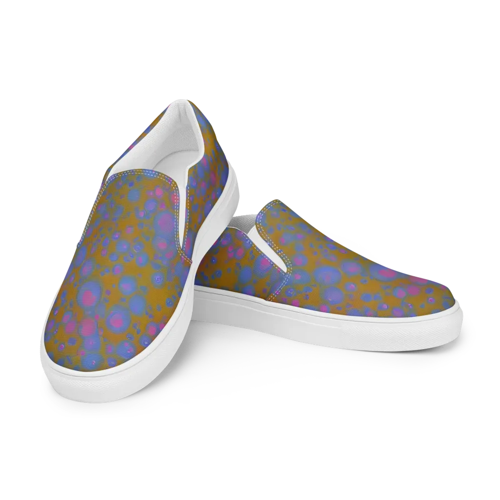 Ochre Nebula on Women's Slip-On Canvas Shoes — Left Front