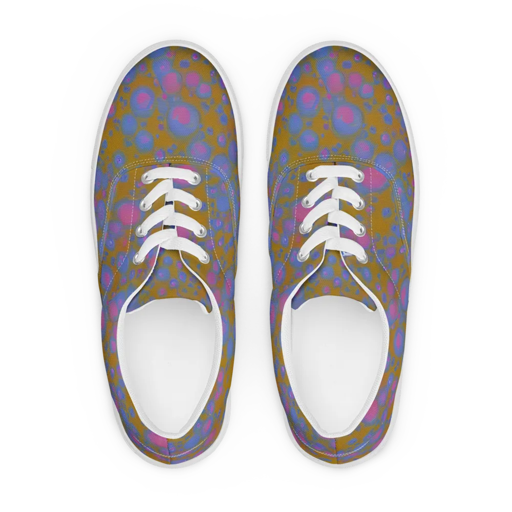 Ochre Nebula on Men's Lace-Up Canvas Shoes — Front