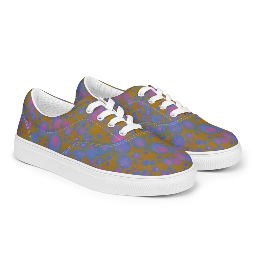 Ochre Nebula on Men's Lace-Up Canvas Shoes — Right Front