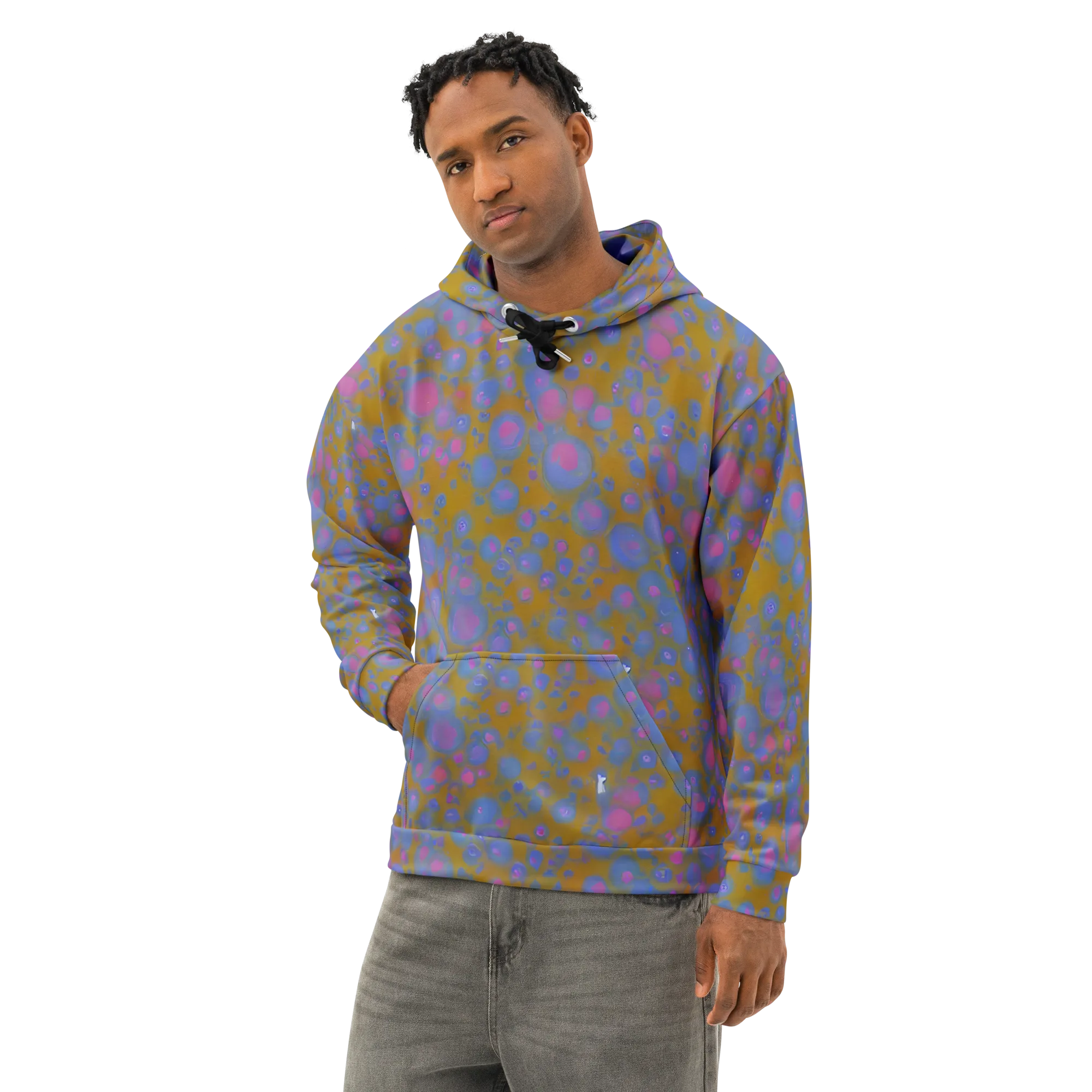 Ochre Nebula on Cotton Hoodie — Left Front