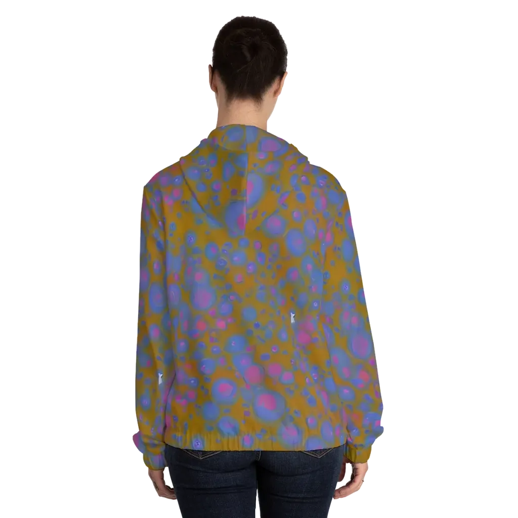 Ochre Nebula on Women's Full-Zip Hoodie — Back On Person