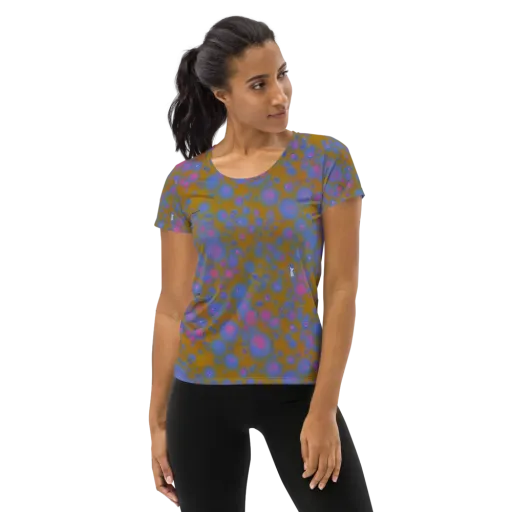 Ochre Nebula on a Women's Athletic T-Shirt