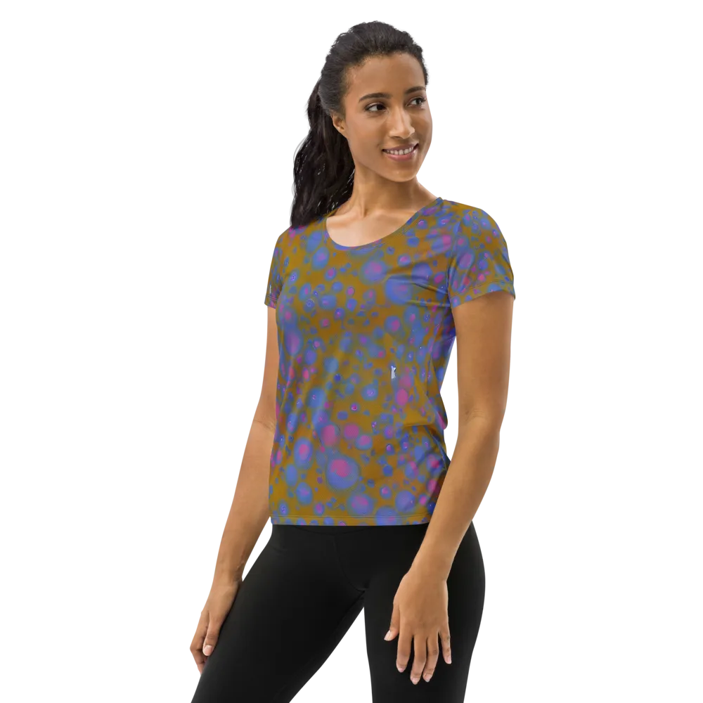 Ochre Nebula on Women's Athletic T-Shirt — Left