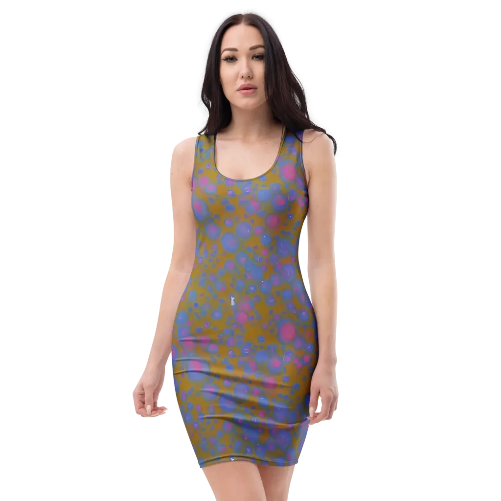 Ochre Nebula on Bodycon Dress — Front