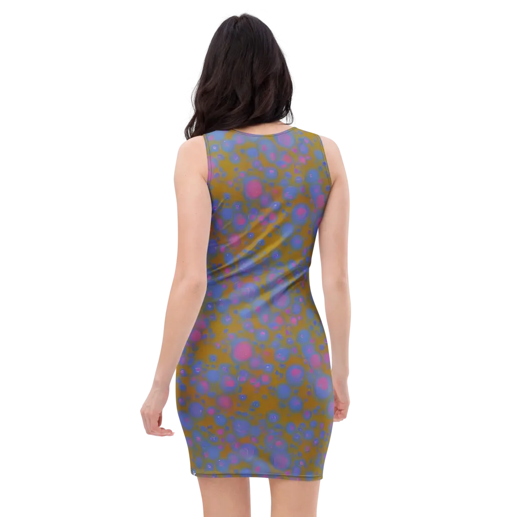 Ochre Nebula on Bodycon Dress — Back
