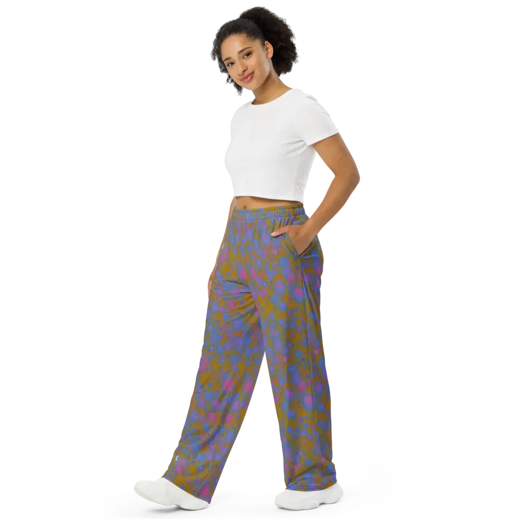 Ochre Nebula on Wide-Leg Pants — Left Front