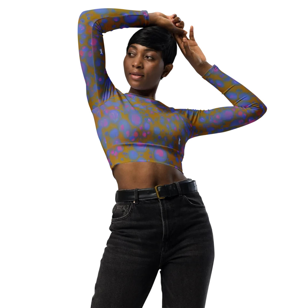 Ochre Nebula on Long Sleeve Crop Top — Front