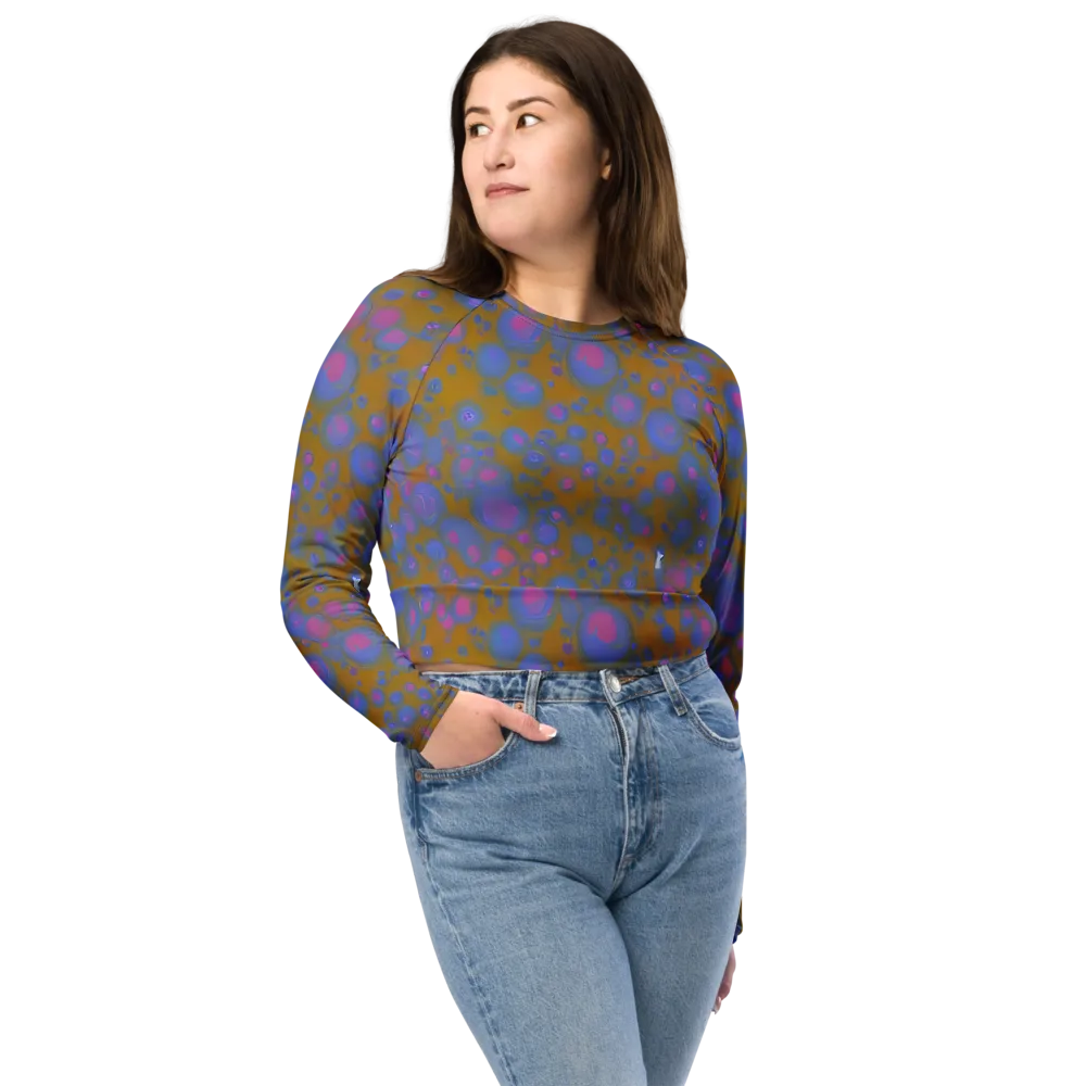 Ochre Nebula on Long Sleeve Crop Top — Front