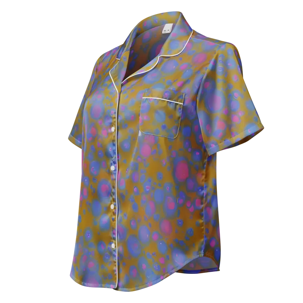 Ochre Nebula on Women's Short Sleeve Pajama Top — Left Front