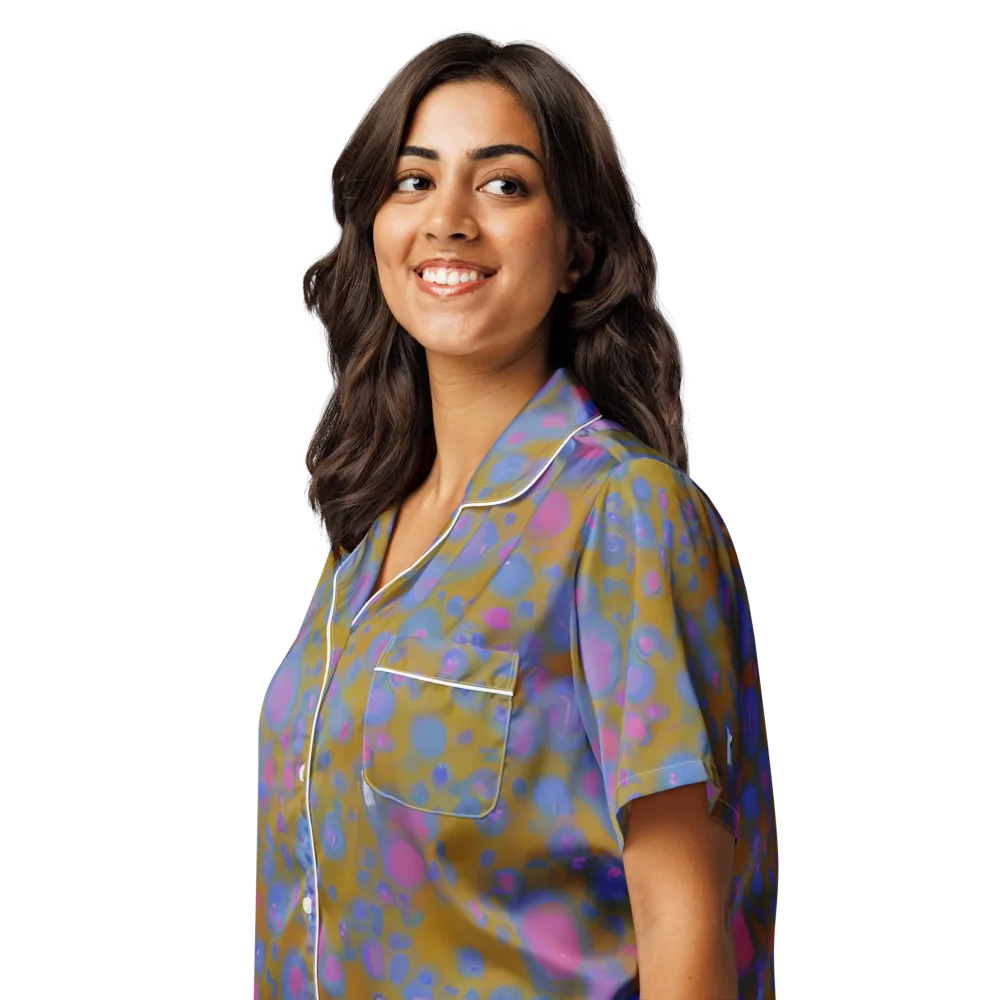 Ochre Nebula on Women's Short Sleeve Pajama Top — Left Front