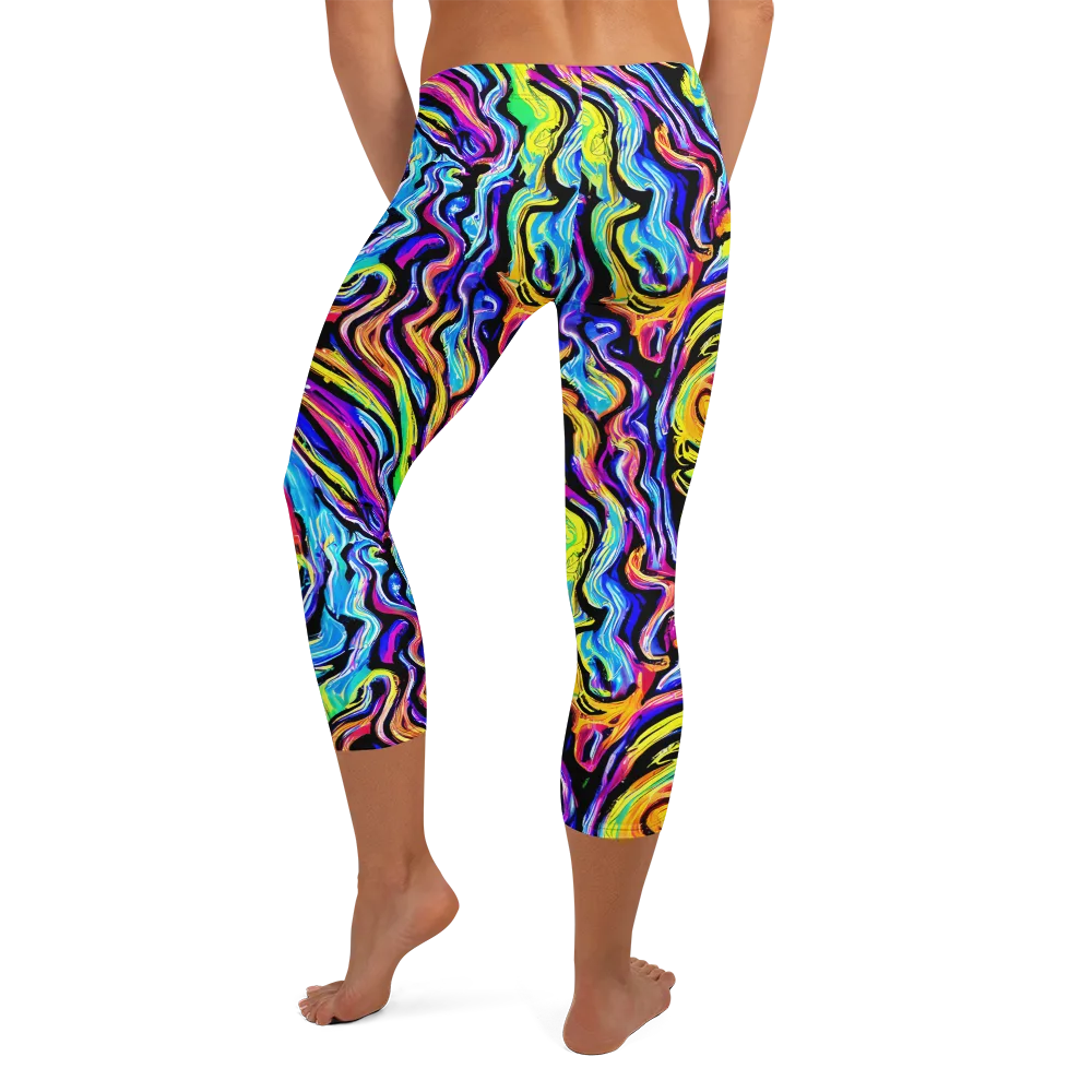 Fuchsia Circuit on Capri Leggings — Back