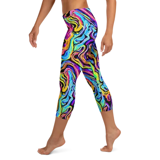 Fuchsia Circuit on a Capri Leggings