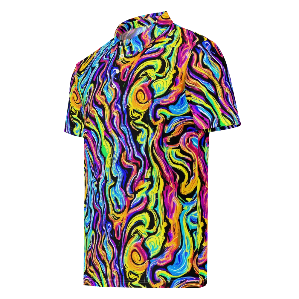 Fuchsia Circuit on Men's Slim Fit Polo Shirt — Left Front