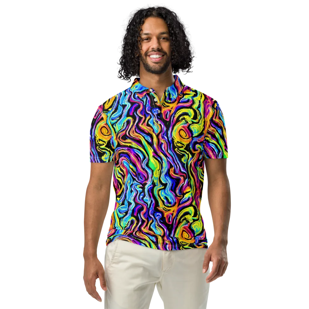 Fuchsia Circuit on Men's Slim Fit Polo Shirt — Front