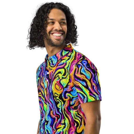 Fuchsia Circuit on a Men's Slim Fit Polo Shirt