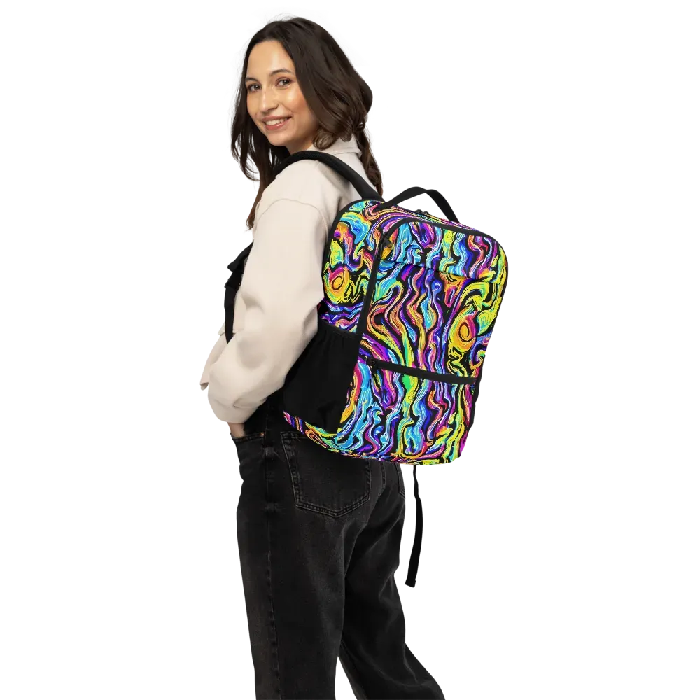 Fuchsia Circuit on Utility Backpack — Back